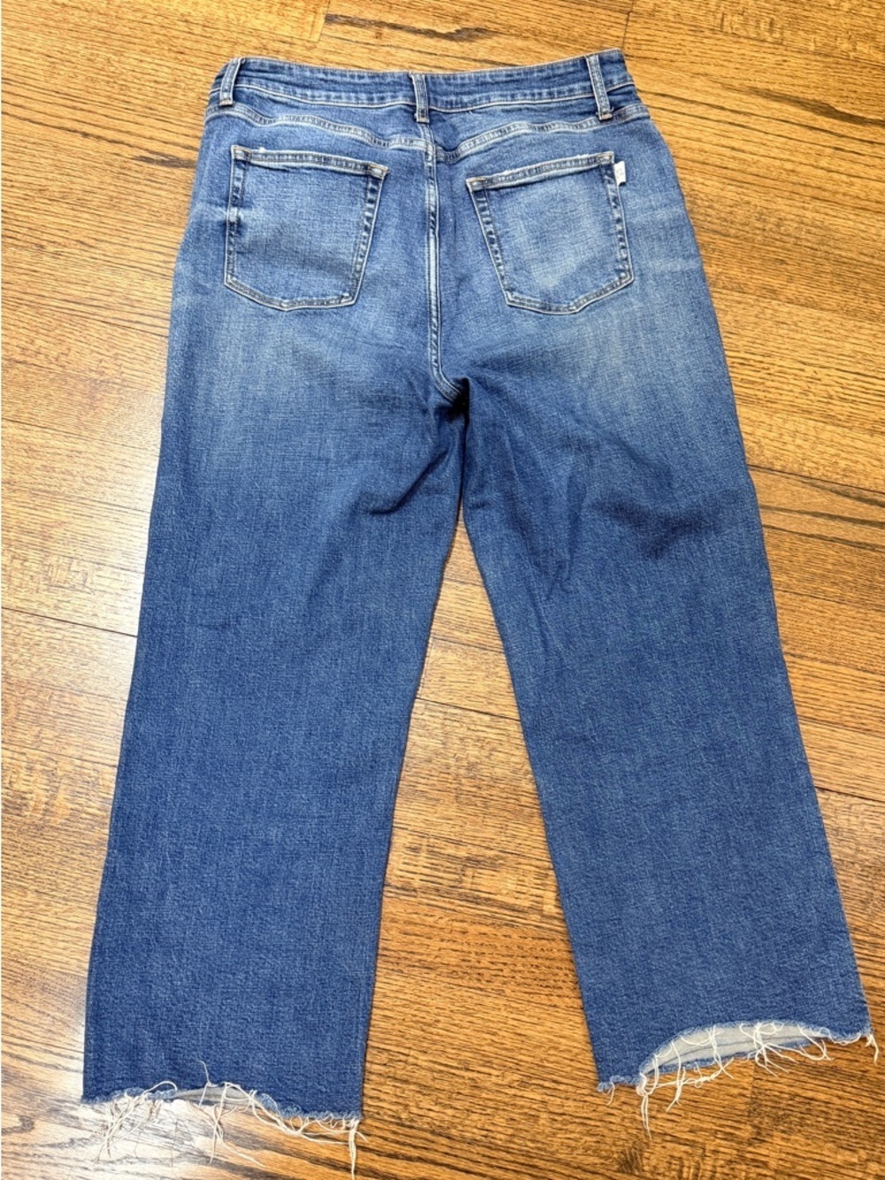 Oliver Logan Cropped Wide Leg Jeans Raw Hem Size 34 High Rise - Picture 5 of 7